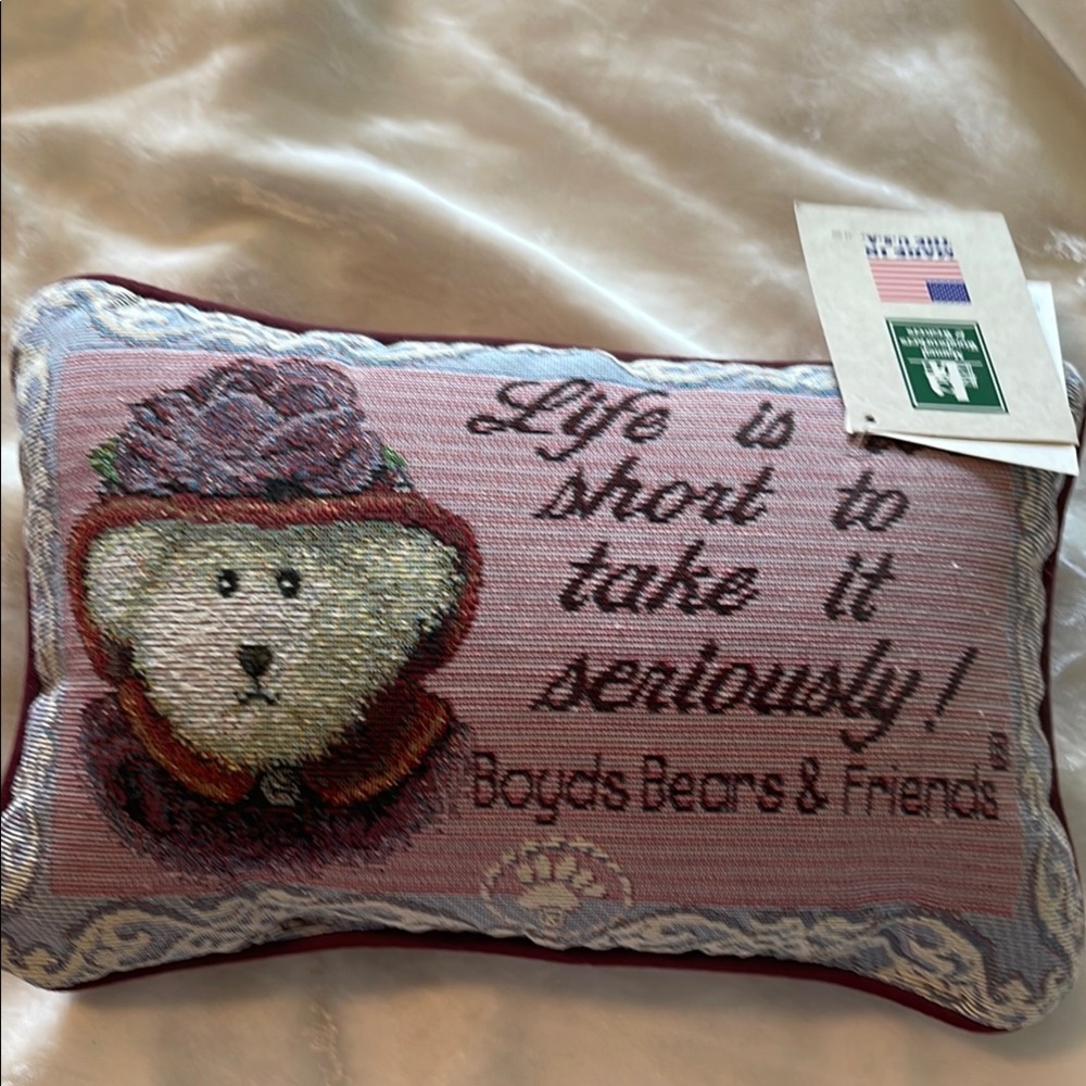 Boyds Bears Vintage Pink Accent Pillows with Handwritten Charm
